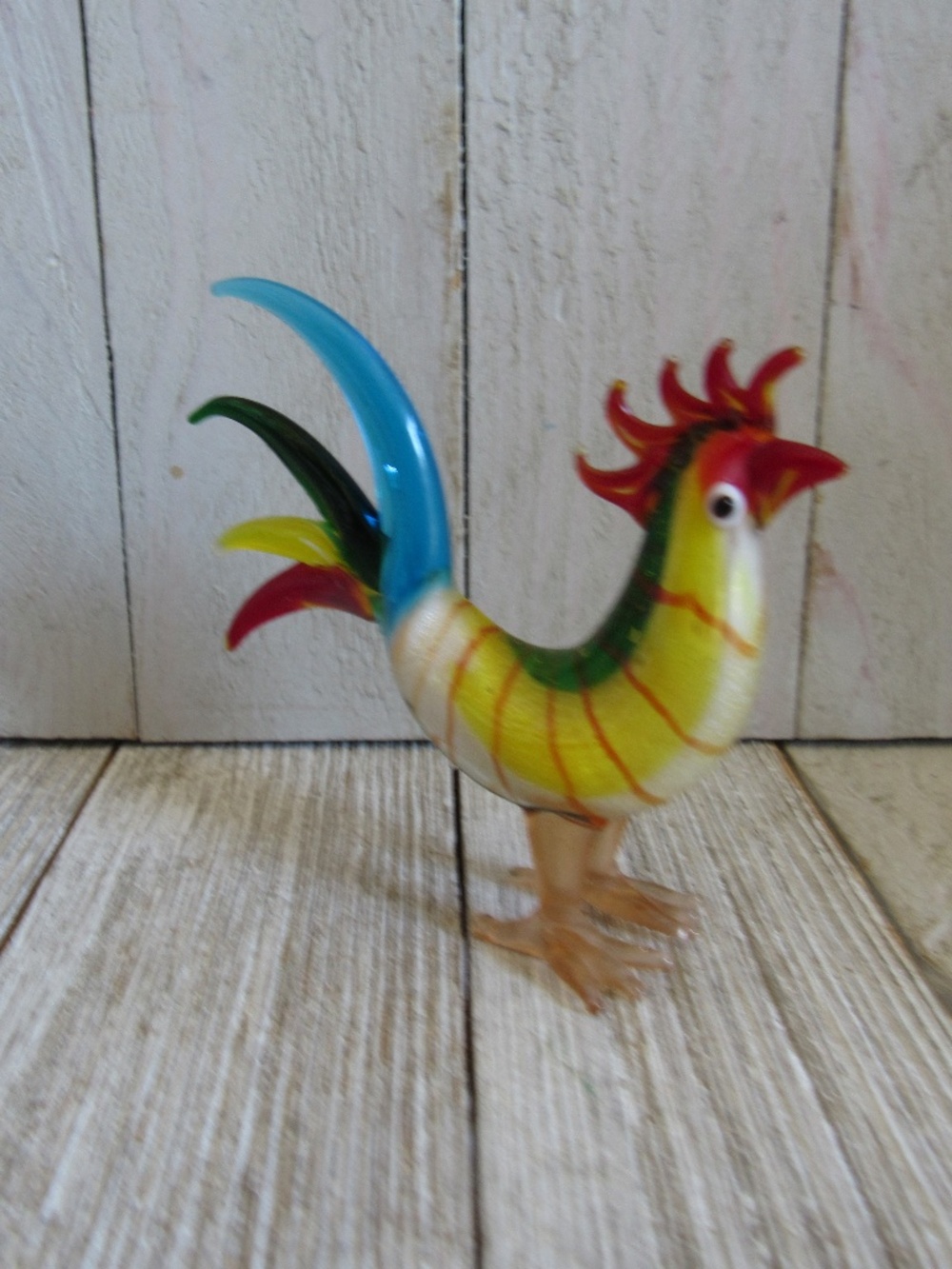 Blown Glass Murano Style Figurine Rooster 2.75" tall